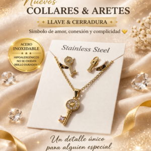💛 Set llave: collar + aretes diseño de llave