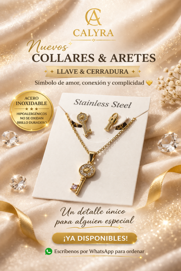 💛 Set llave: collar + aretes diseño de llave